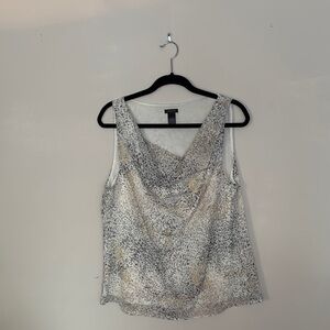 Ann Taylor Gray and Cream Patterned Tank Top